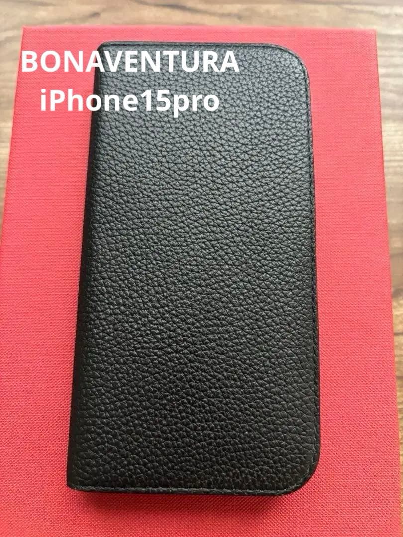 BONAVENTURA iPhone15pro用手帳型ケース 黒
