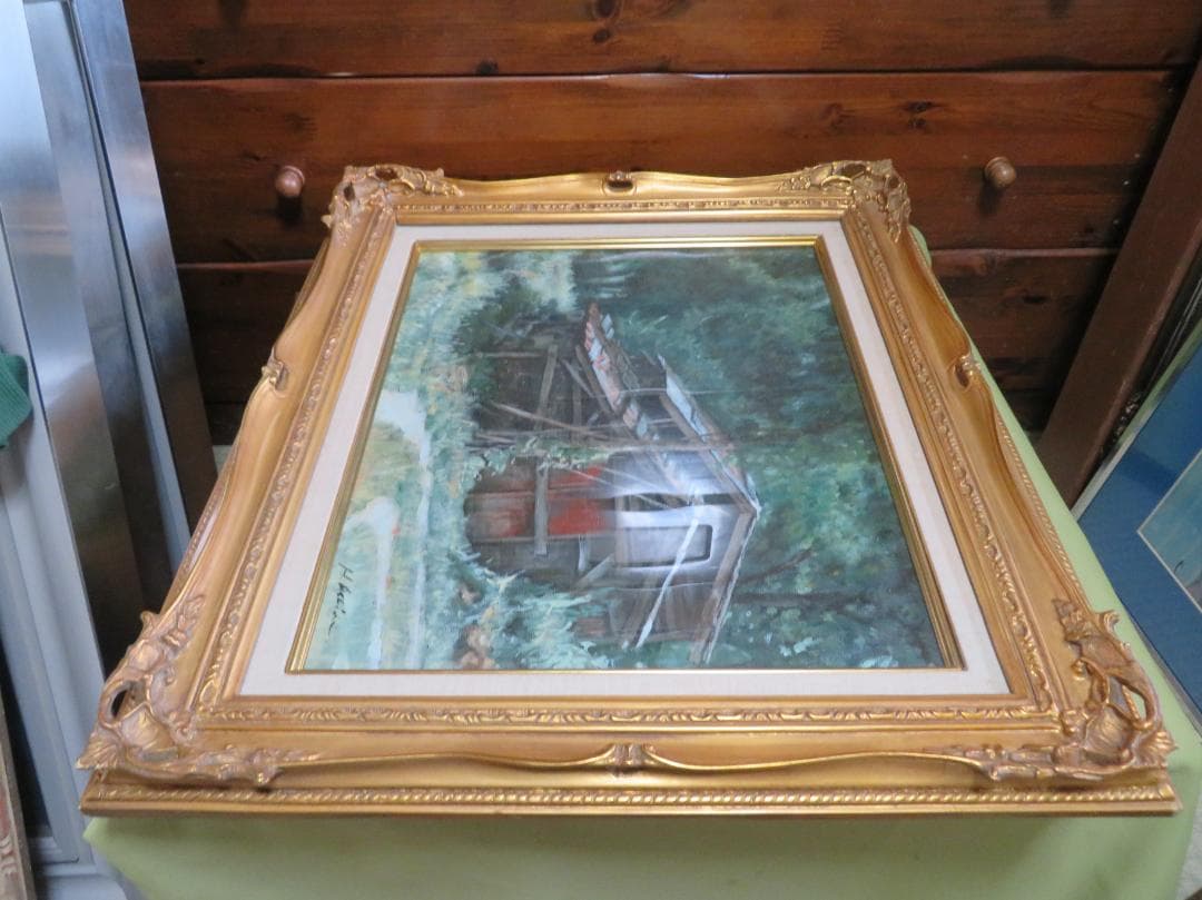 ◆芦田浩　「森の立小屋」　油彩　F8号　　二科展入選　サロン・ボザール◆