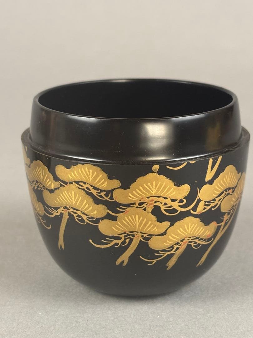 輪島塗　棗　峯月作　老松蒔絵