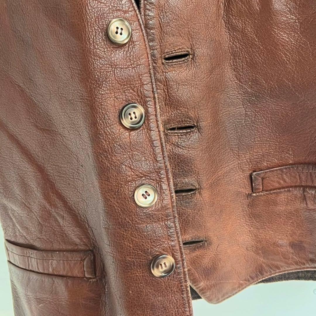 60s 70s ユーロ レザーベスト ヴィンテージレザー ヨーロッパ 古着 茶