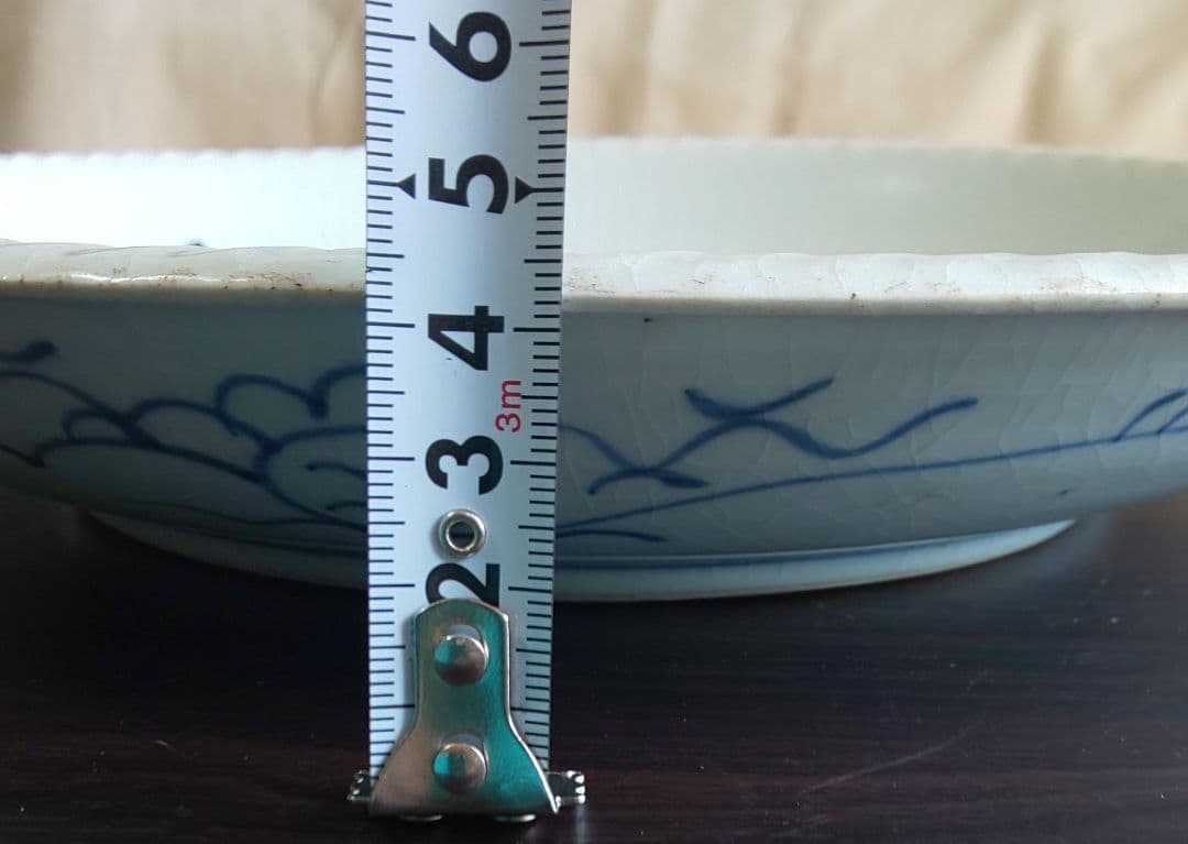 古伊万里 白磁大皿 江戸時代中期 白磁青い山水画大皿