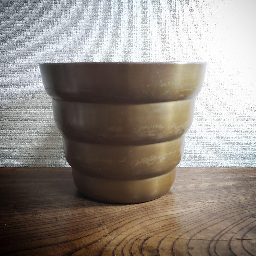 銅器 ゴミ箱 植木鉢カバー 物入れ スペースエイジ 銘 富士 70s 80s