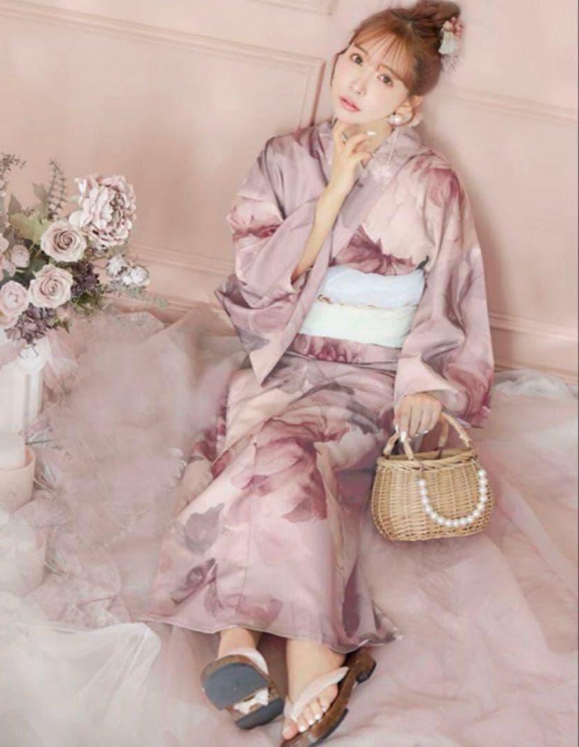 sugar アンティークフラワーピンク浴衣