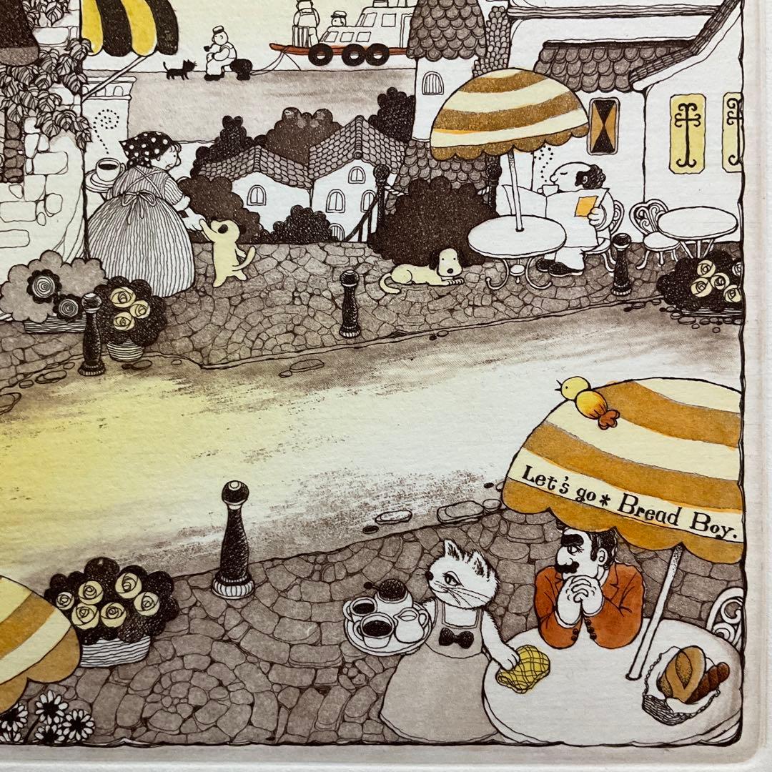 絵画・額縁・版画・上砂 理佳・銅版画・パン屋少年の朝・美術品・インテリア・雑貨