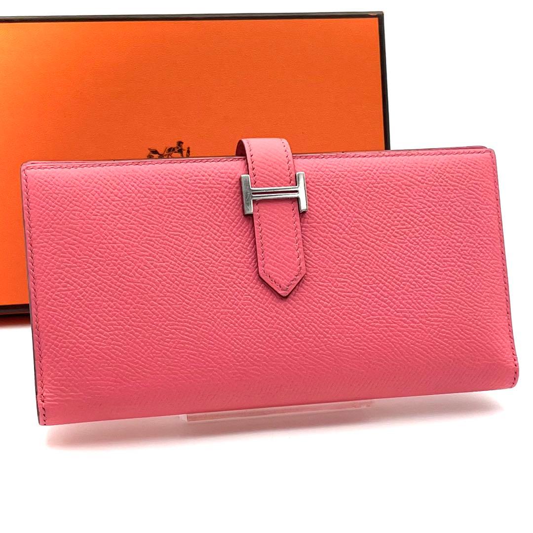 ✴︎美品✴︎HERMES エルメス ベアン スフレ ピンク 二つ折り財布 シルバー