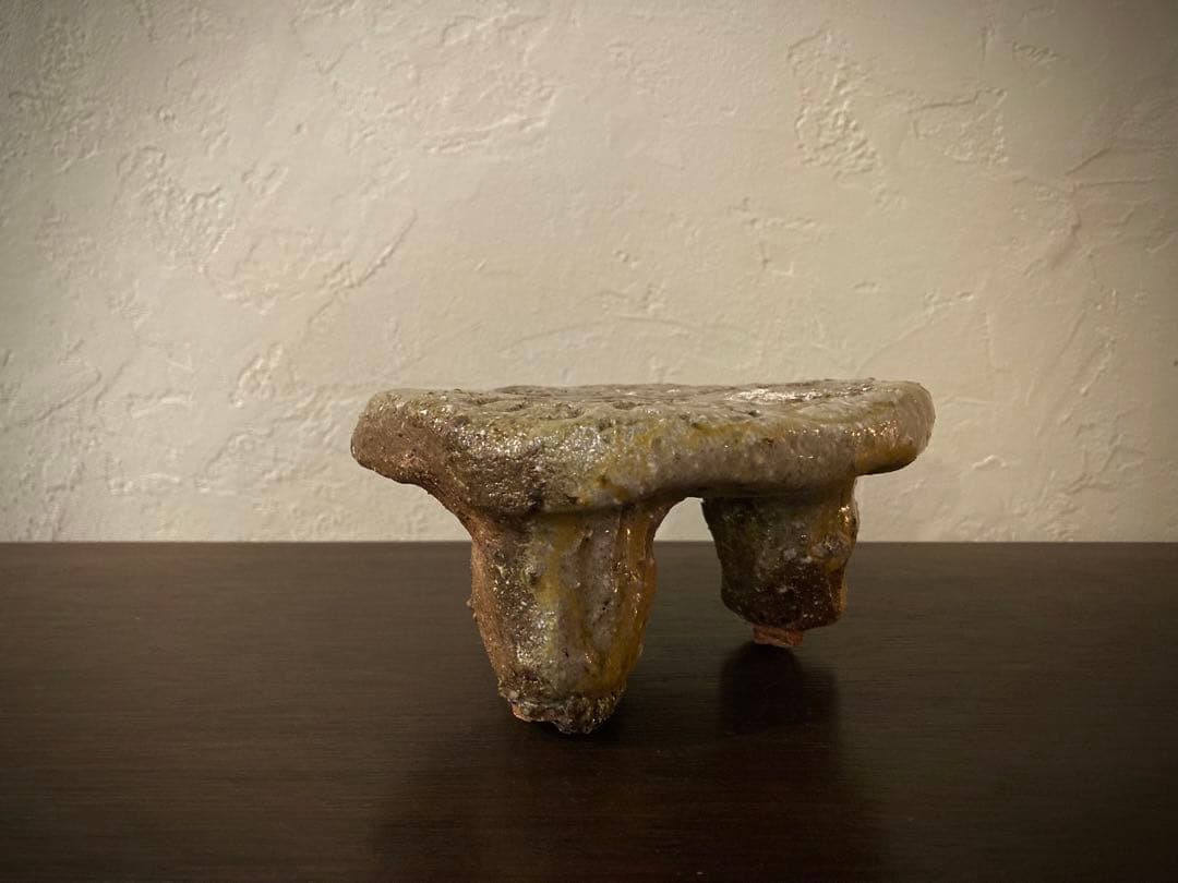 ◆希少◆コレクター放出品◆國吉清尚◆脚付き菓子台◆検＞国吉清尚◆やちむん◆壷屋焼