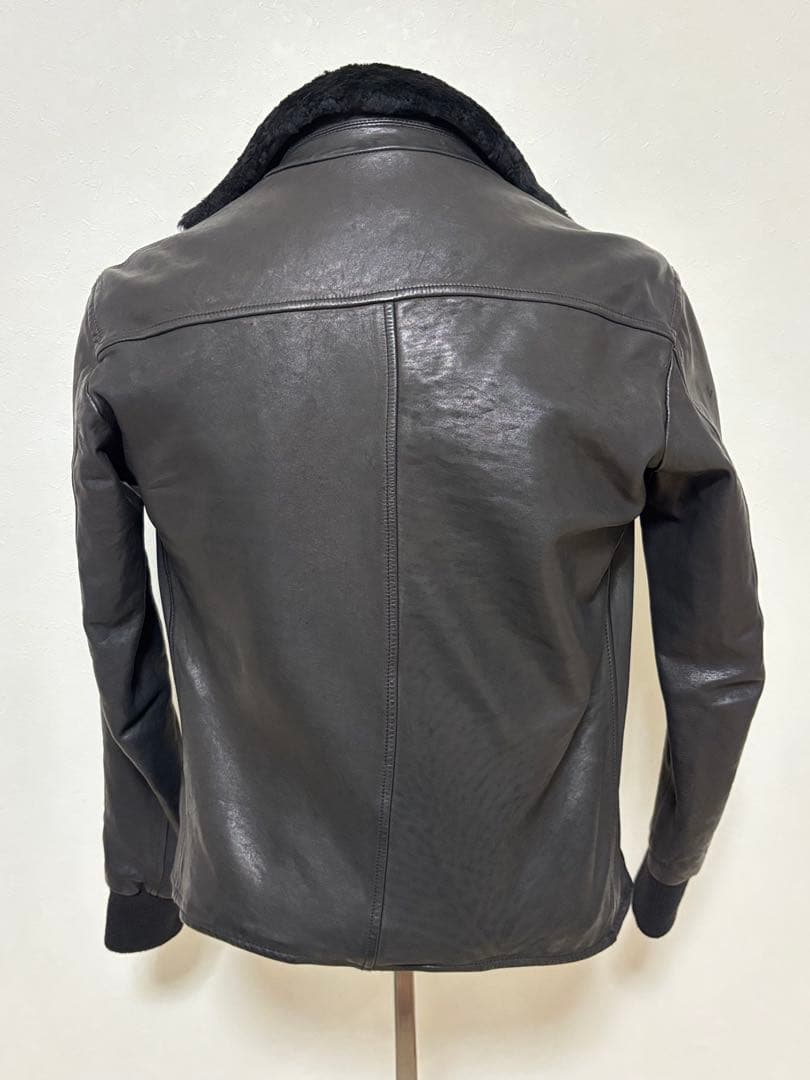 FAKTOR ホースレザー 襟ボア ライダース ホースレザー S BLACK 黒