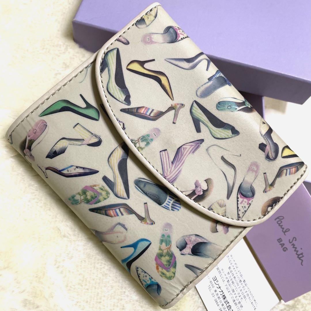 付属品完備❗️新品未使用✨ポールスミス三つ折り財布レザー総柄マルチカラーWホック