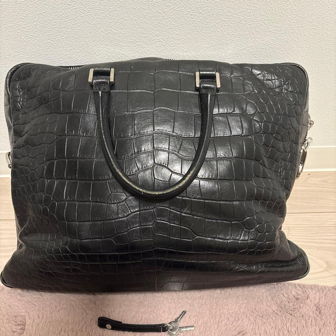 ビジネスバッグ クロコ 黒 サンローラン saint laurent ブラック