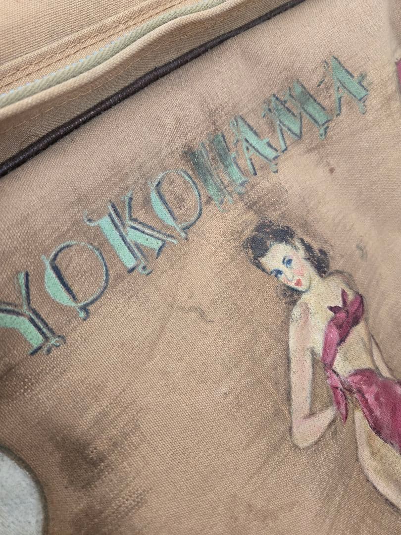 第二次大戦頃　実物　珍品　米陸軍バッグ　ピンナップガールペイント