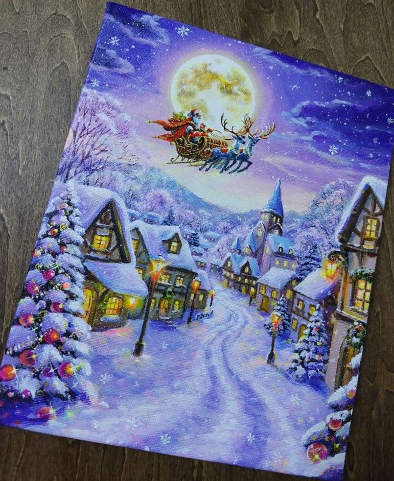 め*か様 【雪の降る日】アクリル画 F3 風景画 絵画