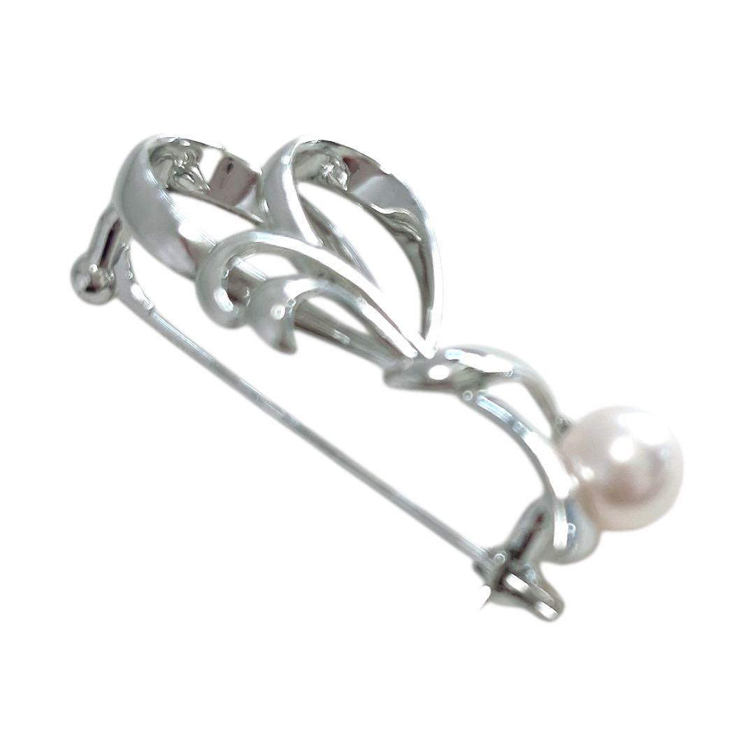 【極美品】MIKIMOTO ブローチ アコヤ真珠 スイングデザイン リボン