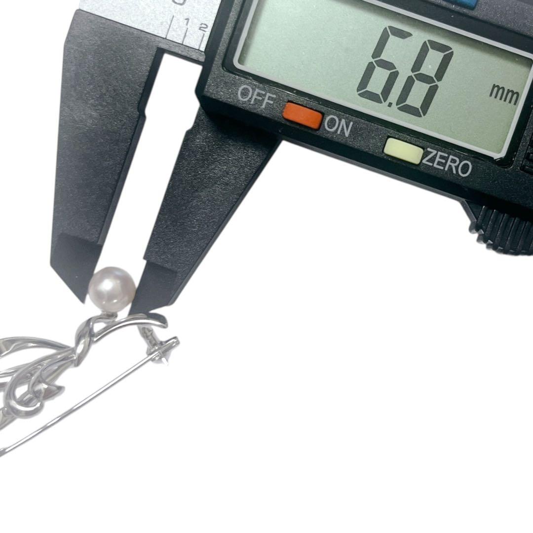 【極美品】MIKIMOTO ブローチ アコヤ真珠 スイングデザイン リボン