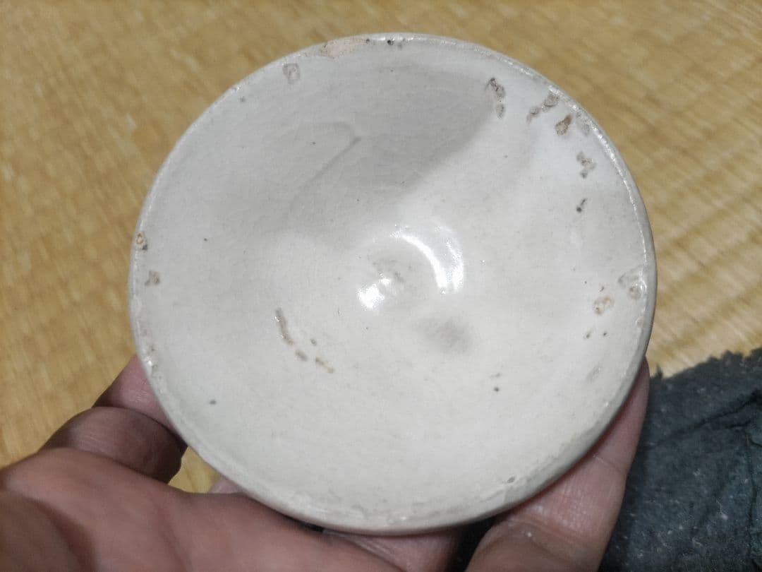 磁州窯（鉅鹿手）無地　白釉　厚縁　小皿　平盃（9.5㎝）