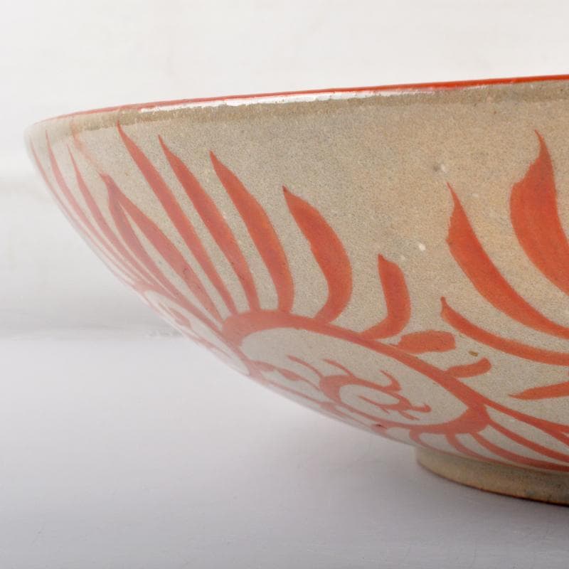 九谷焼　古九谷　赤絵　人物文　大皿　飾皿　角福銘　直径約36cm　MR7218B