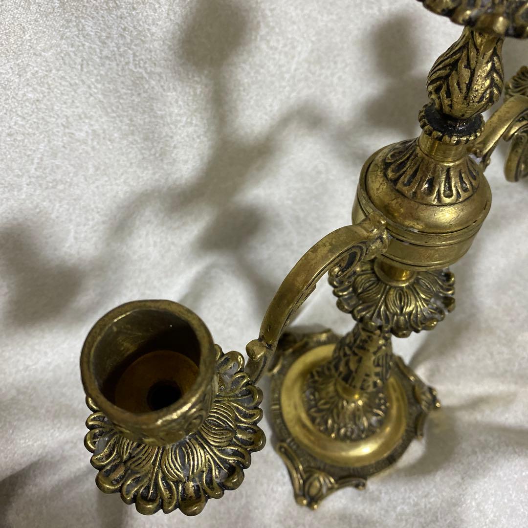 フランスアンティーク真鍮製キャンドルスタンド燭台３灯