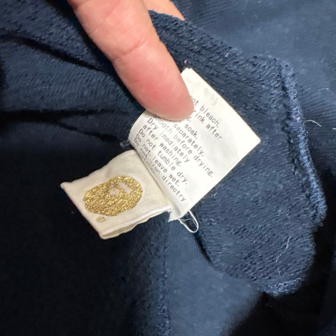 BAPE ネイビー ジップアップパーカー M