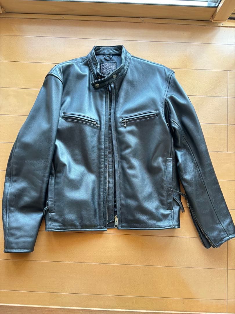 ブラック レザー シングルライダースジャケット