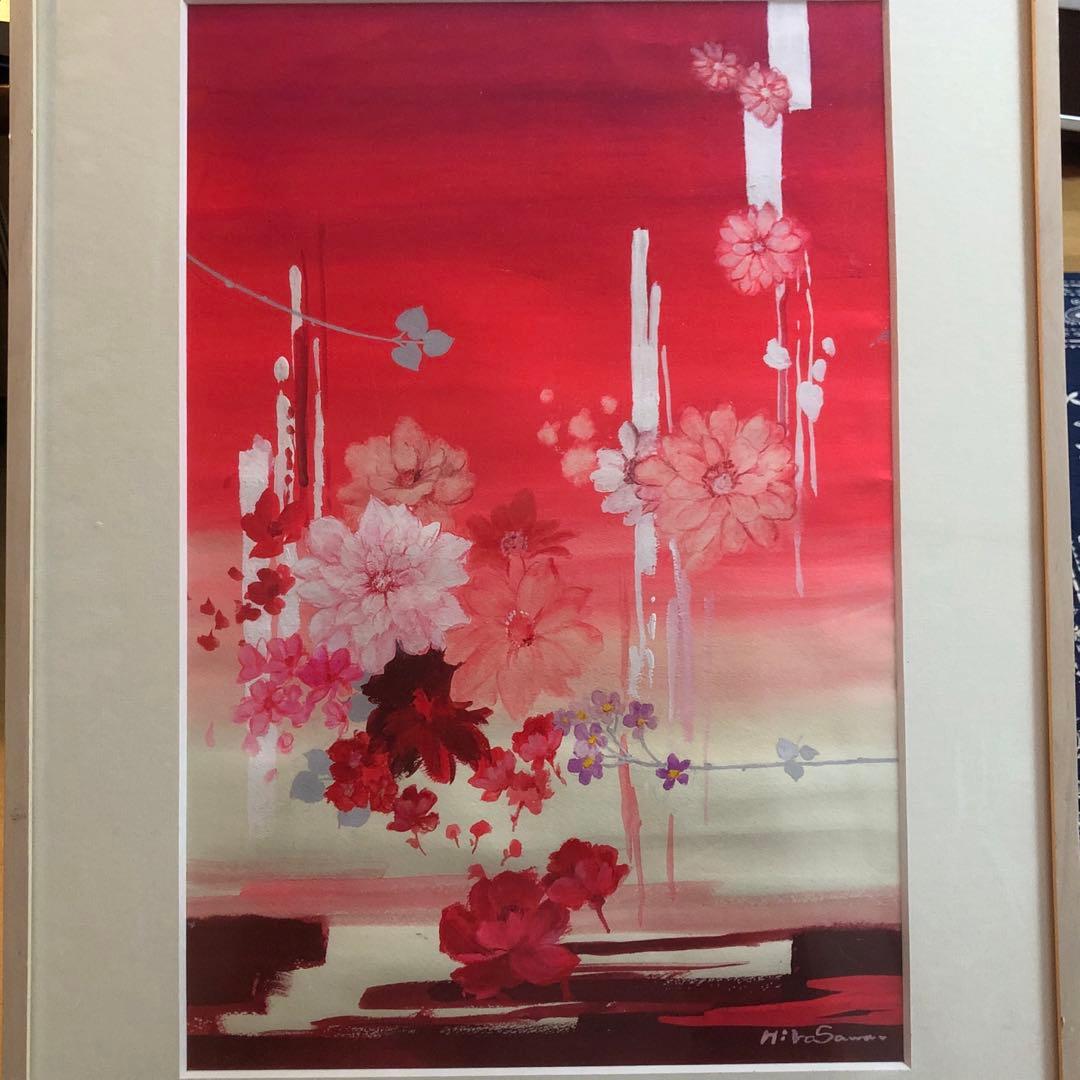絵画 Ruby-red Flowers