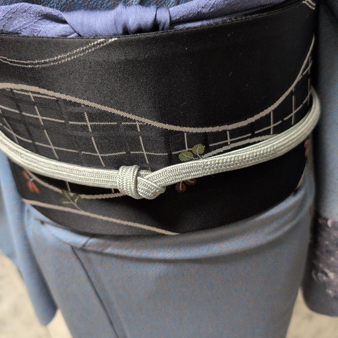 プロフ必読Happy様正絹青色 訪問着 片側模様 斜め柄