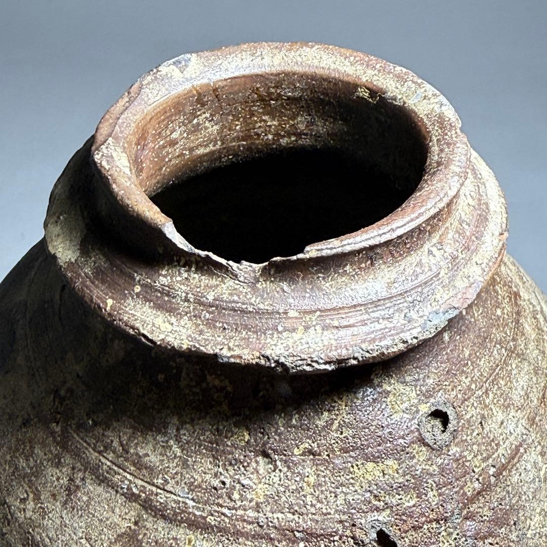 ◆粽花入 南蛮焼 焼締め 徳利 花活け 茶人好み 室町〜桃山時代◆