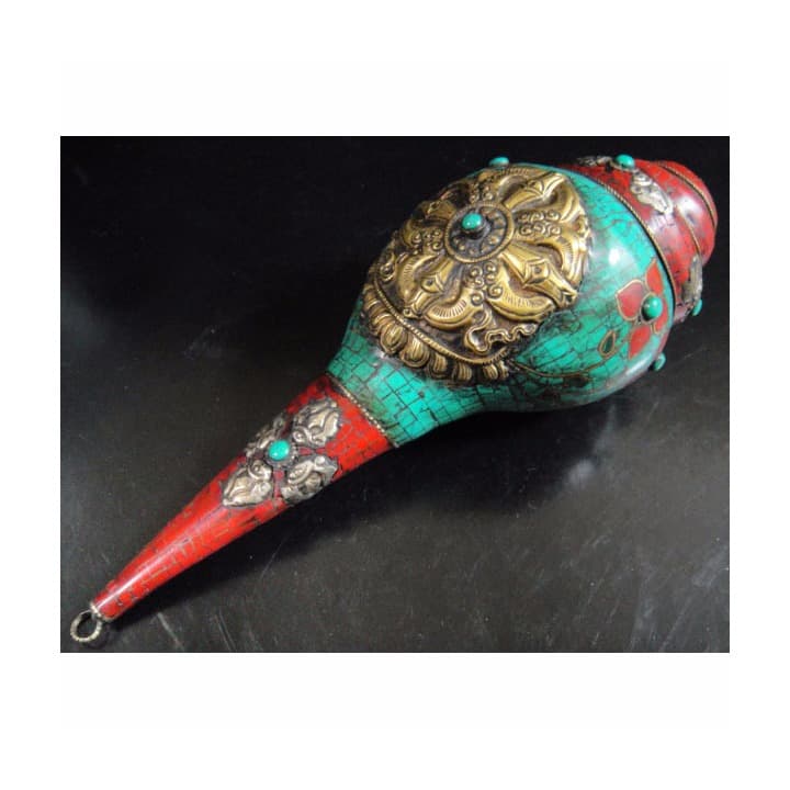 ◆チベット密教法具　法螺貝（シャンカ）羯磨（カツマ）