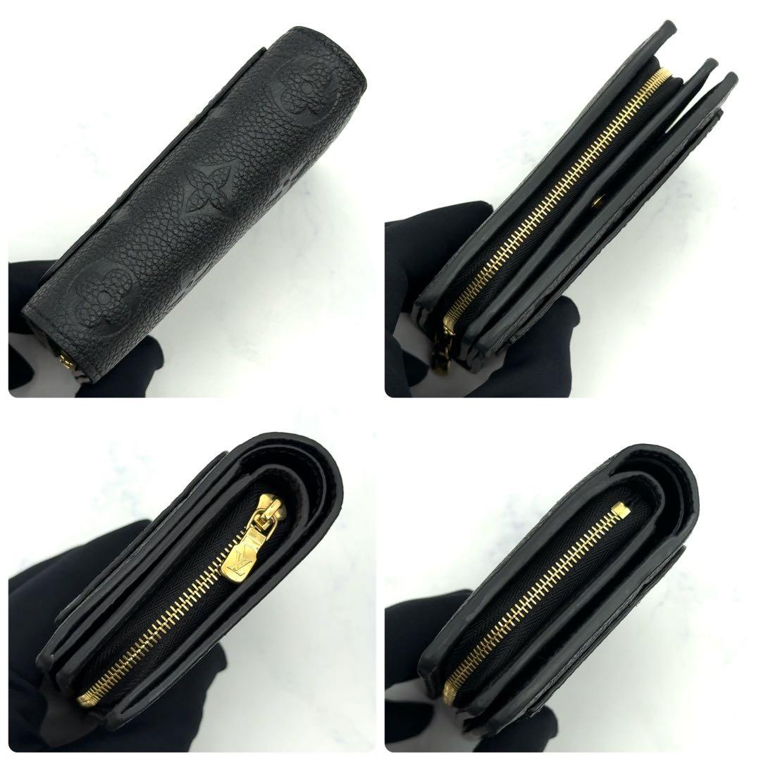 【新品級】ルイヴィトン ポルトフォイユ クレア アンプラント 黒 三つ折り財布