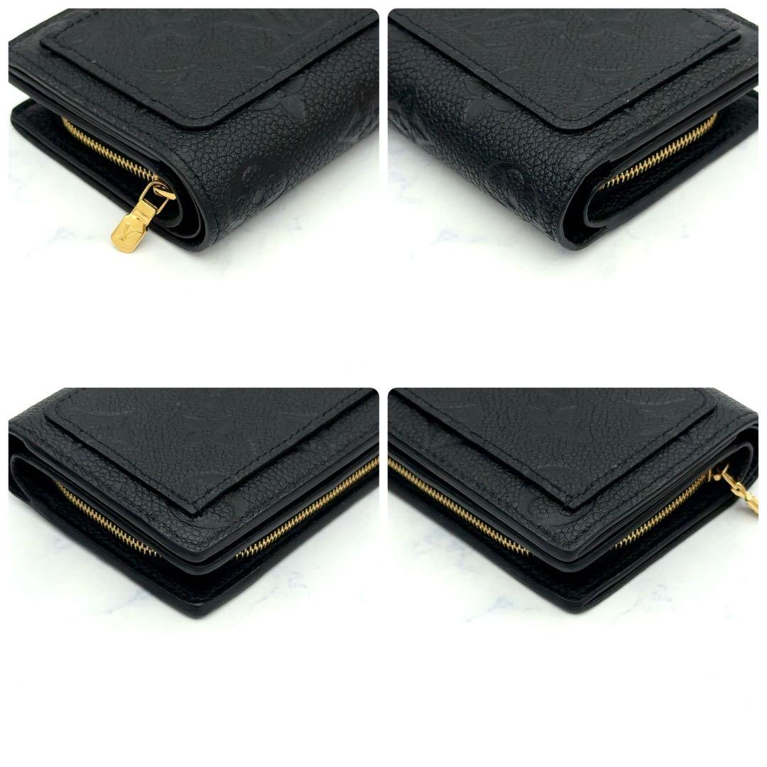 【新品級】ルイヴィトン ポルトフォイユ クレア アンプラント 黒 三つ折り財布
