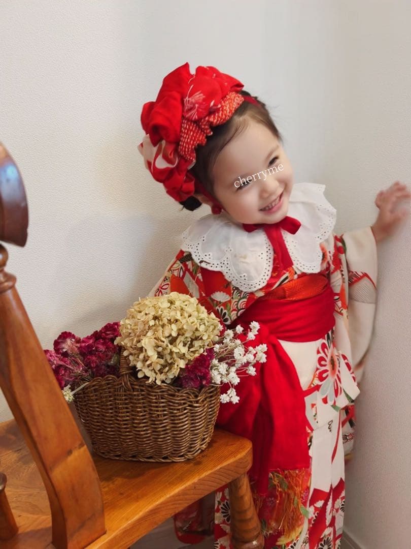 つ*ま様 七五三　七五三髪飾り　ヘッドドレス　着物髪飾り　リメイク髪飾り　022