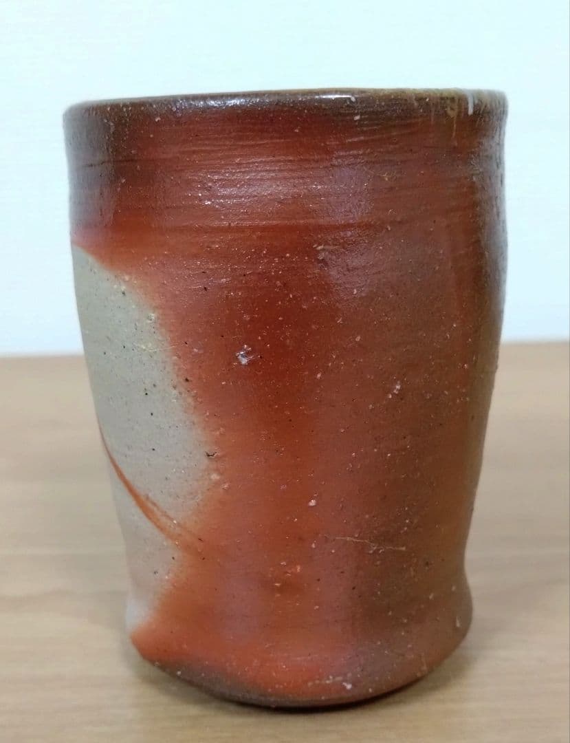 人間国宝　伊勢崎淳作　備前焼　湯呑み　備前焼緋襷湯呑み