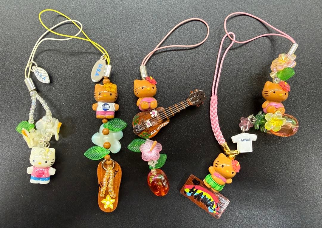 レアご当地　日焼けキテイ ギターkitty 根付けストラップ グアムハワイ