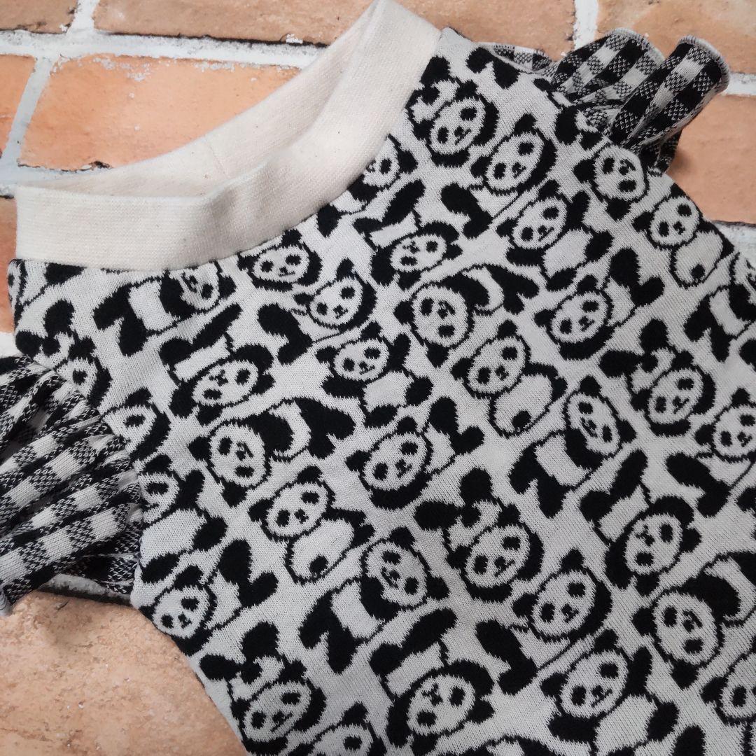 犬服 No.191 パンダとチェックわんぴ ハンドメイド