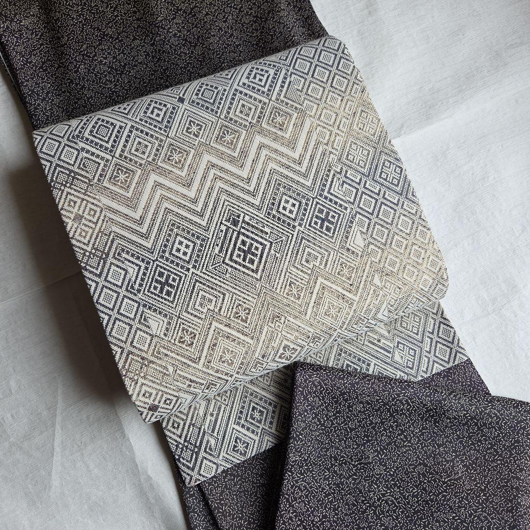 【訳有】細かな模様を楽しむ　チャコールグレーのお召