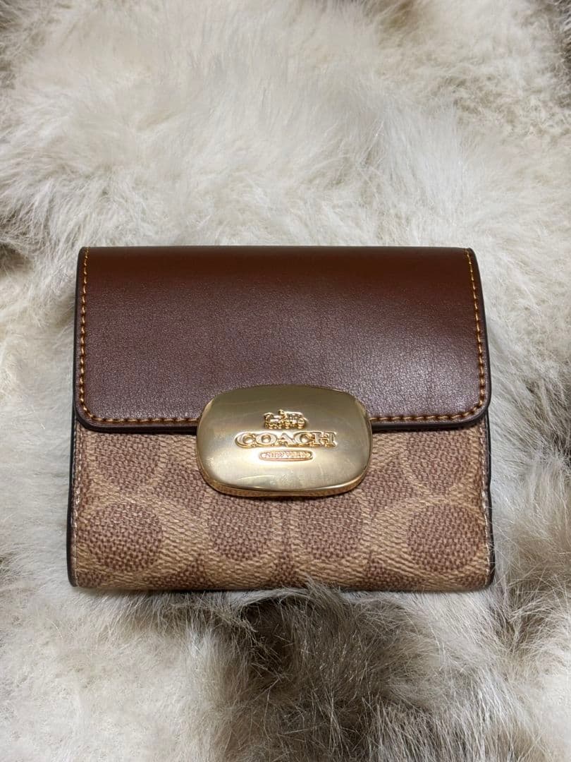 COACH 二つ折り財布 ブラウン ベージュ
