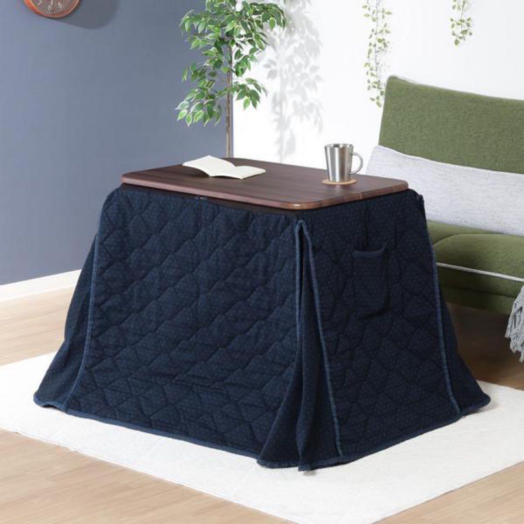 デスク型 ハイタイプこたつ 80x50cm 高さ72cm 2点セット