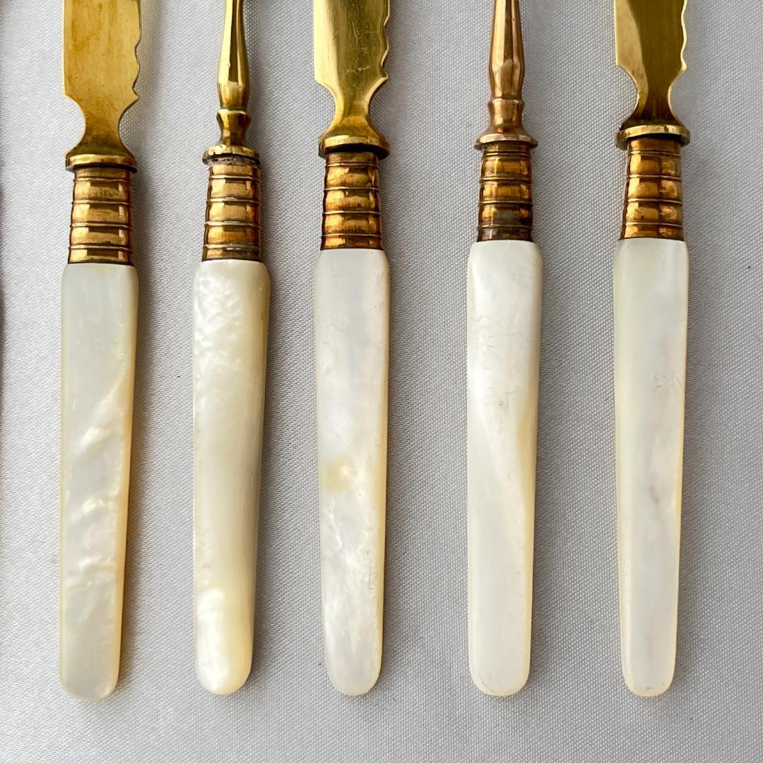 【仏蘭西】【白蝶貝】パストリーセット フォーク / ナイフ 12本