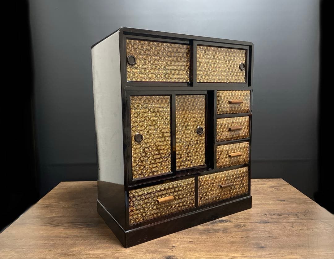 勲六等瑞宝章受章　露木清次創作　箱根寄木細工　小箪笥　伝統工芸品