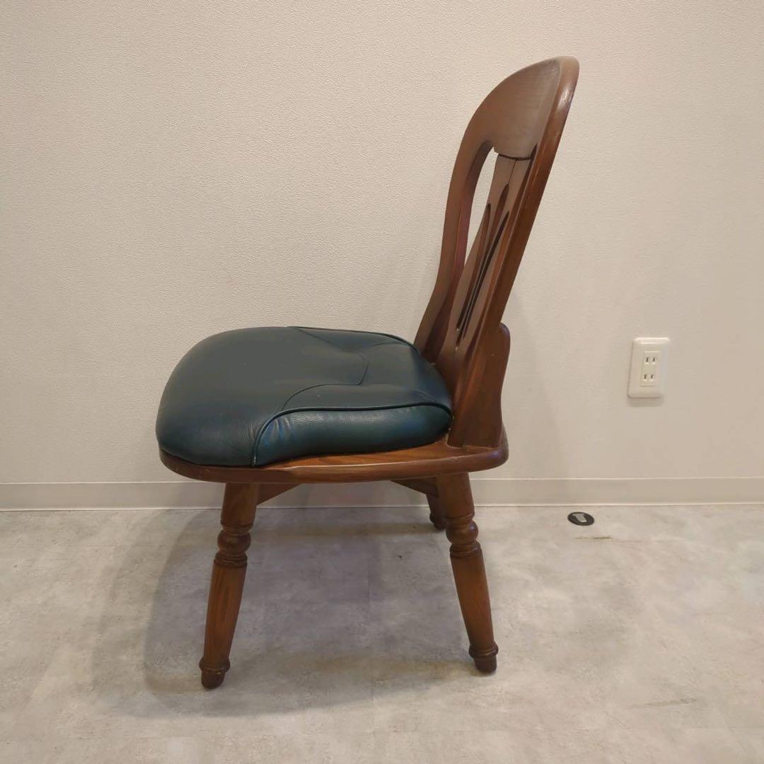 ナガノインテリア　ダイニング回転チェア緑2/3