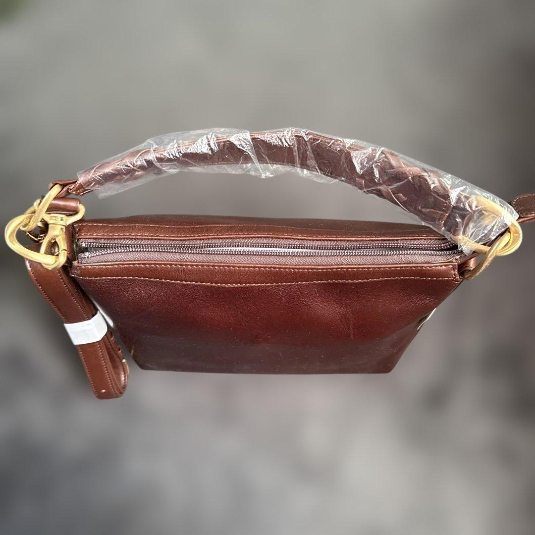 kitamura ブラウンレザー ショルダーバッグ