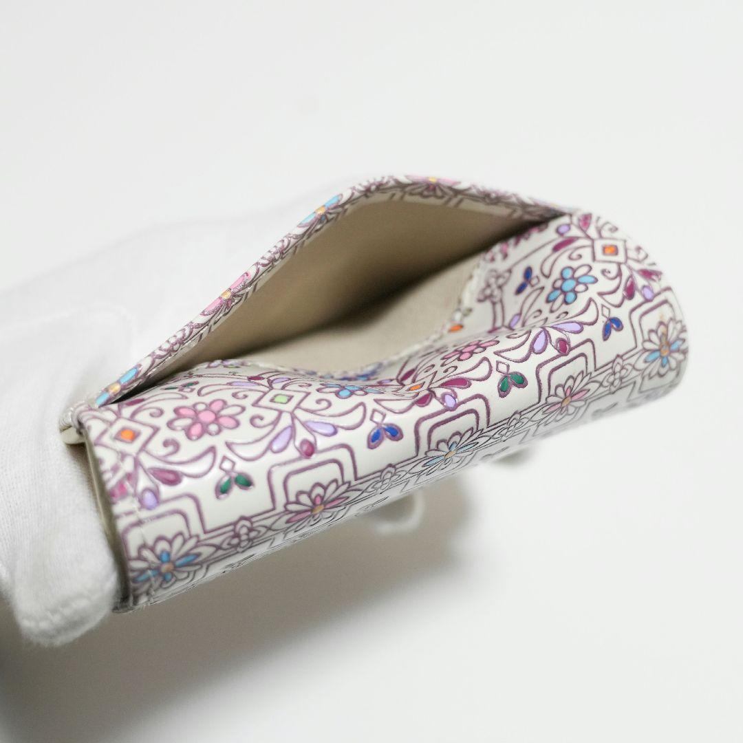 【未使用新品】友禅文庫 花柄 二つ折り財布 牛革 日本製