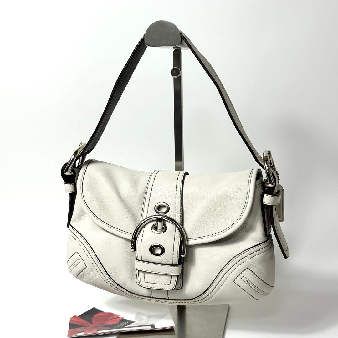 美品 COACH ホーボー ワンショルダーバッグ 白系