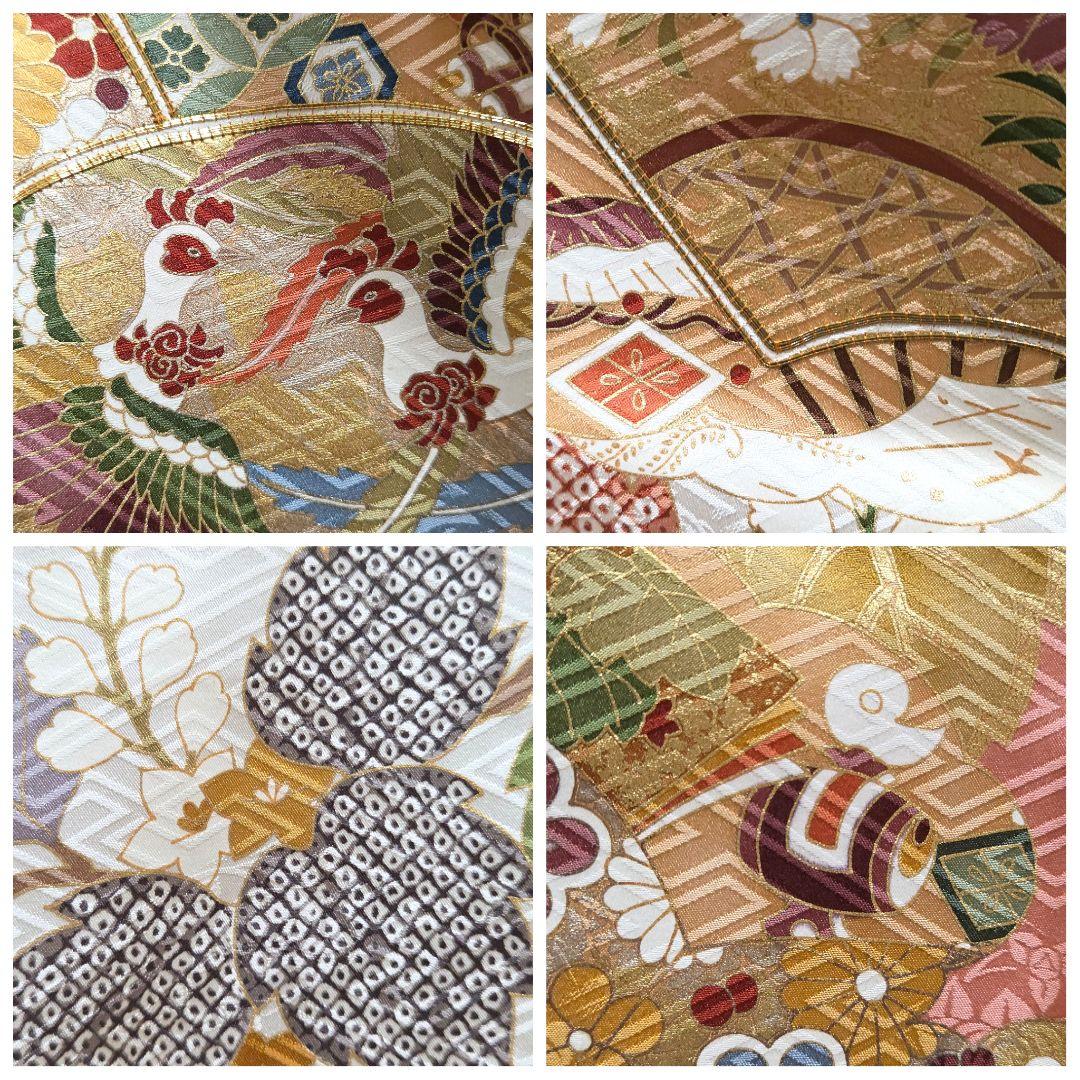 E5 美品 吉澤友禅 吾妻徳穂 吉祥文様 金彩 金駒刺繍 袷 正絹 振袖 着物