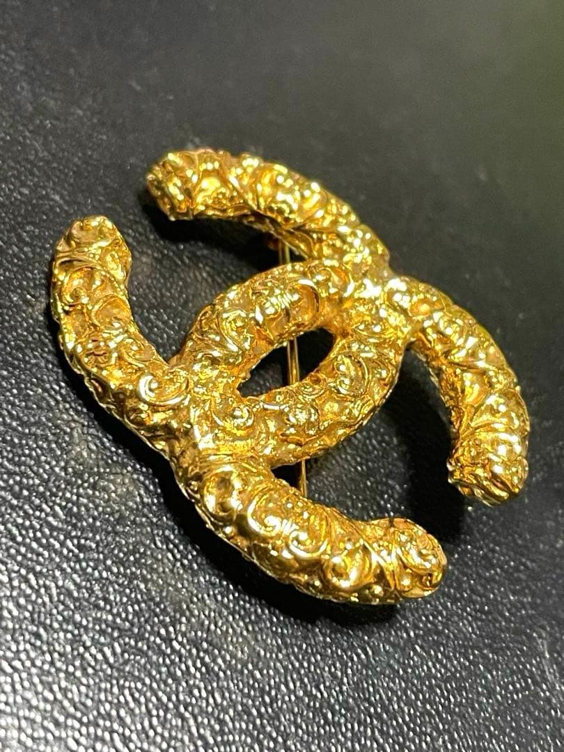 希少 シャネル ブローチ 溶岩 ココマーク ゴールド ヴィンテージ 93A