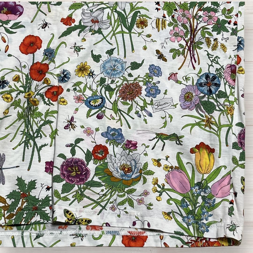 GUCCI フローラル柄 ポロシャツ ホワイト ヴィンテージ S