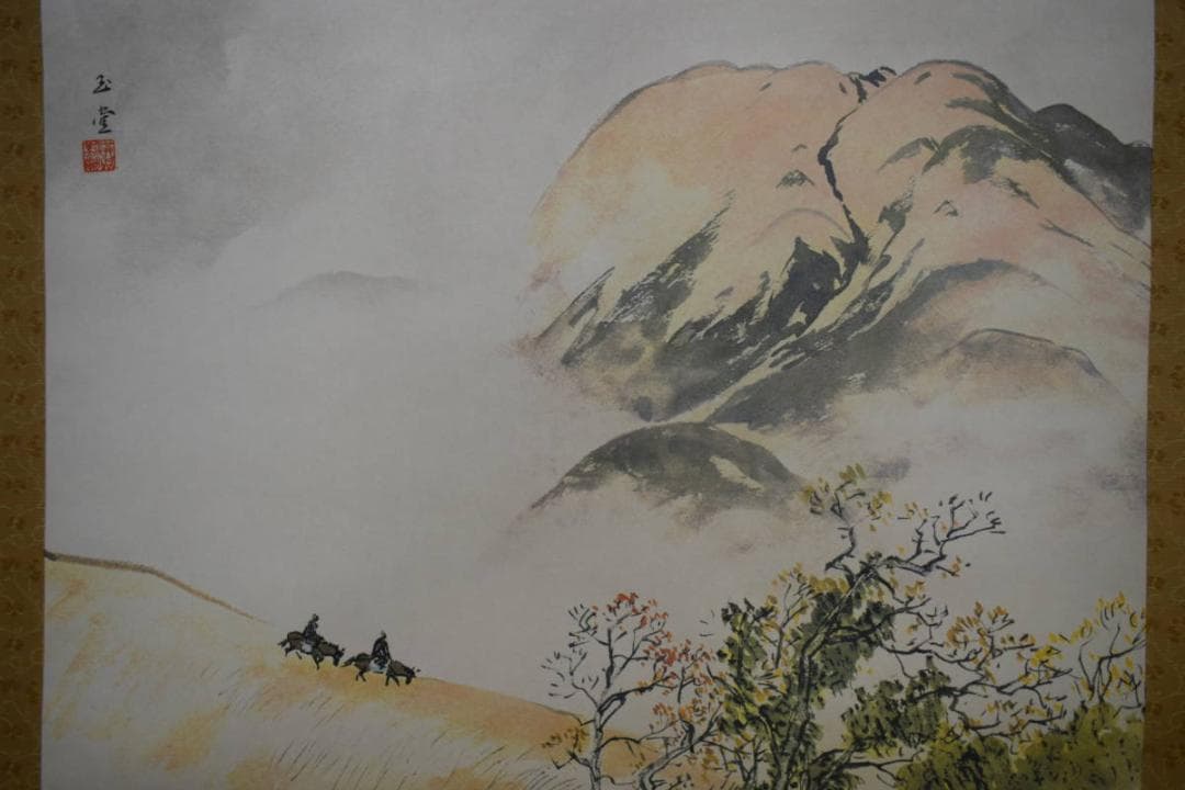 複製/川合玉堂/秋山雨霽/工芸/桐共箱付/布袋屋掛軸HH-498