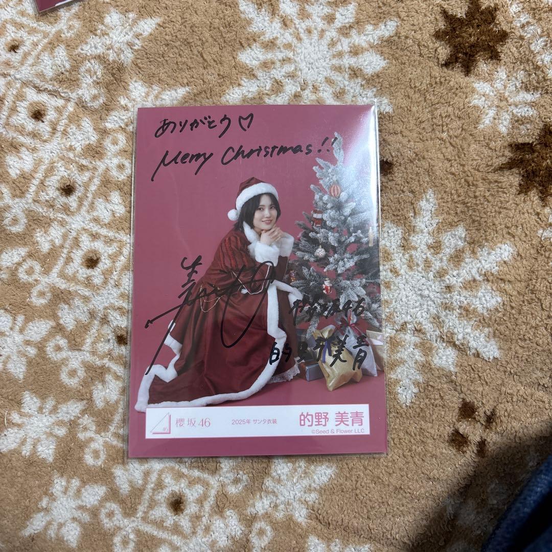 （即決なら少額の値下げOK）的野美青 サンタ衣装直筆サイン入り　生写真