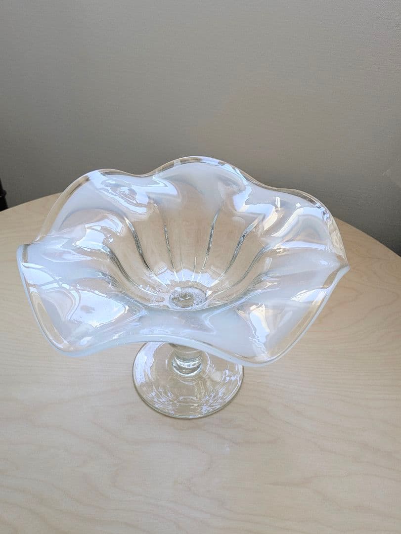 アンティーク美品　1940〜1950年代　イギリス　ガラス製　コンポート