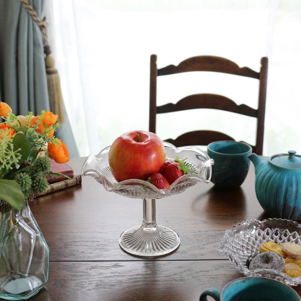 アンティーク美品　1940〜1950年代　イギリス　ガラス製　コンポート