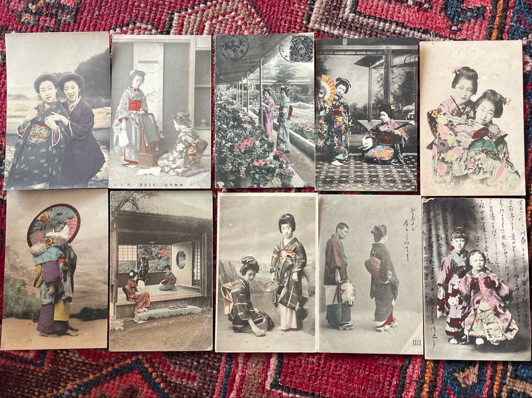 絵葉書　絵はがき　古写真　戦前　手彩色　美人　明治　大正　芸妓　芸者　舞妓　遊女