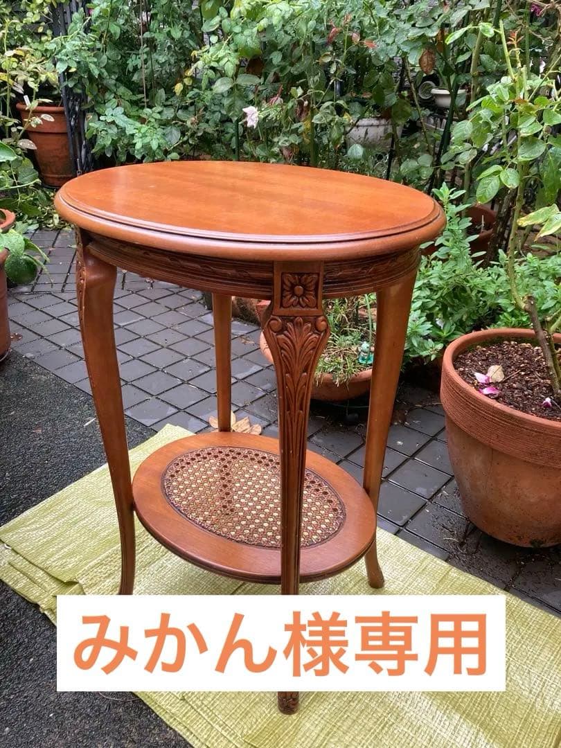 アンティーク家具　イタリア製　花柄象嵌　サイドテーブル　花台　猫脚